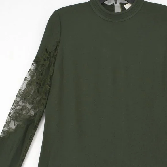 Dion Lee Dress Womens Green Lace Applique Long Sleeve Mini Knit Dress Size 4 New